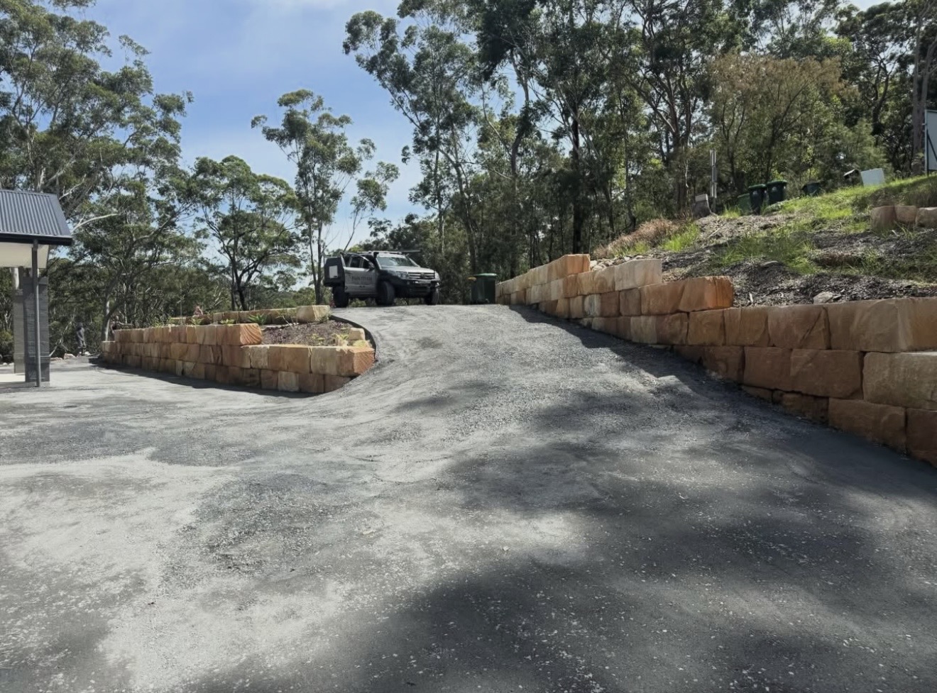 Sandstone Block Driveway Walls